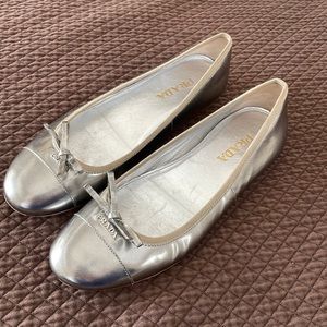 Prada Metallic Silver Ballet Flats